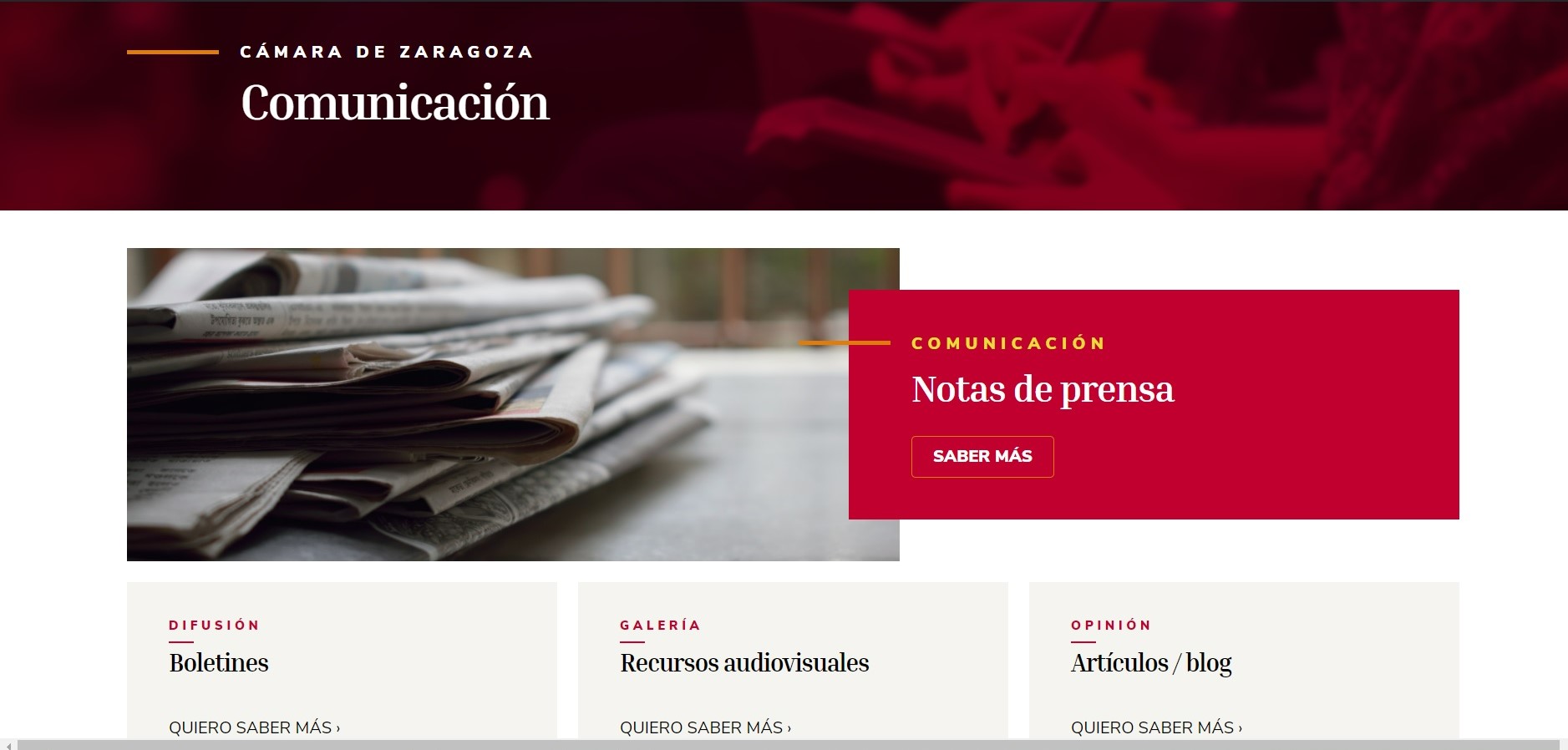La Cámara estrena una web de Comunicación